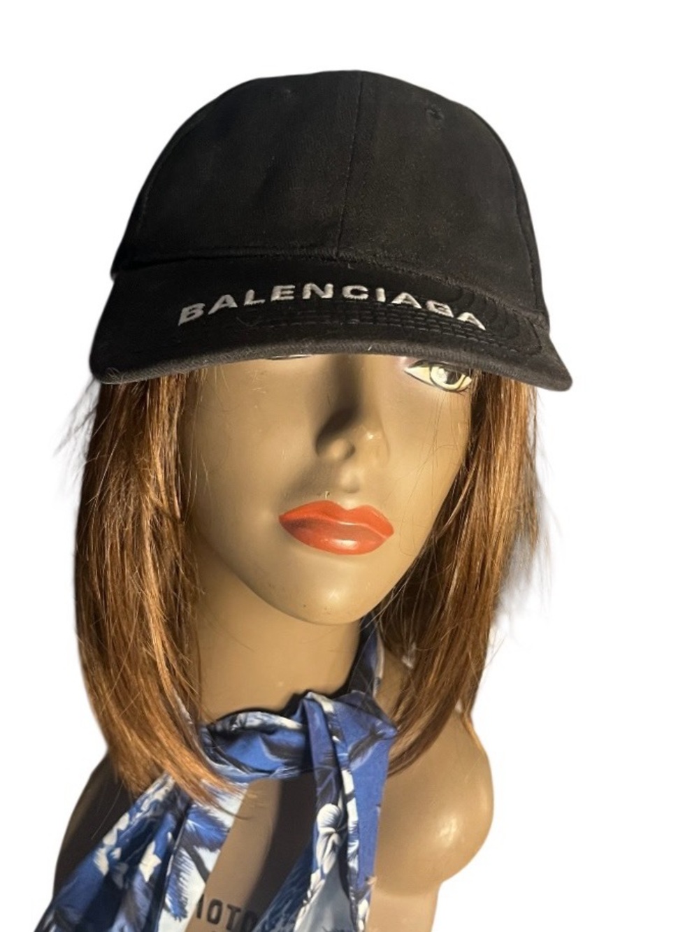 BALENCIAGA Logo Visor Baseball Cap Black Cotton Twill Size Large 59cm